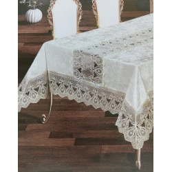 Скатерть MiraNova FS-109, велюр, белая, 160x300 см