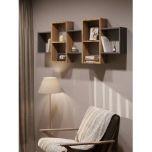 Rəf ev_12116118, laminat, boz/qəhvəyi, 160x18x65 sm