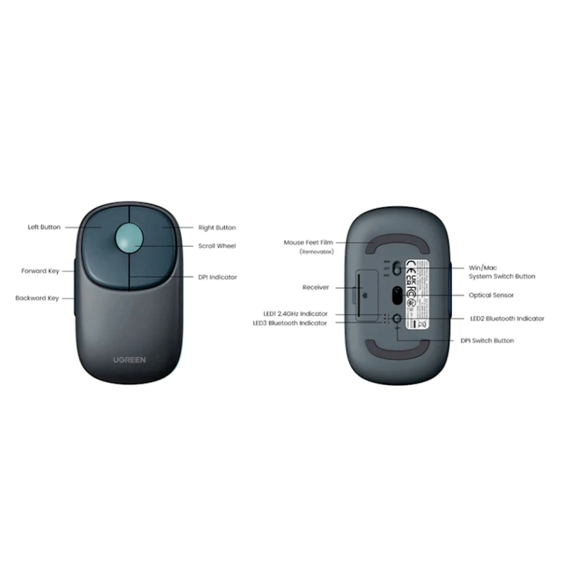 Беспроводная мышь Ugreen Fun+ MU102 Blue Беспроводная мышь Ugreen Fun+ MU102 Blue