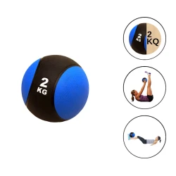 Медбол 323a_394481566, 2 кг, синий/черный