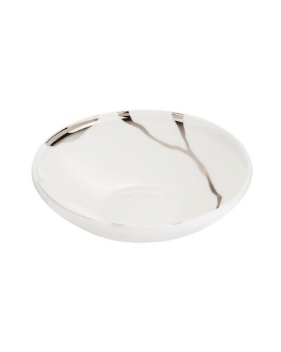 Nahar dəsti Leggno Chester Premium Platin, 24 parça, 6 nəfərlik, sümük farfor, ağ/gümüşü