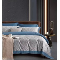 Yataq dəsti MiraNova Sateen D’lux CTS-245, yorğan üzü 200x220 sm, mələfə 240x260 sm, 2 əd. yastıq üzü, 50x70 sm, ikinəfərlik, satin, boz/göy