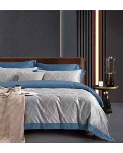 Yataq dəsti MiraNova Sateen D’lux CTS-245, yorğan üzü 200x220 sm, mələfə 240x260 sm, 2 əd. yastıq üzü, 50x70 sm, ikinəfərlik, satin, boz/göy
