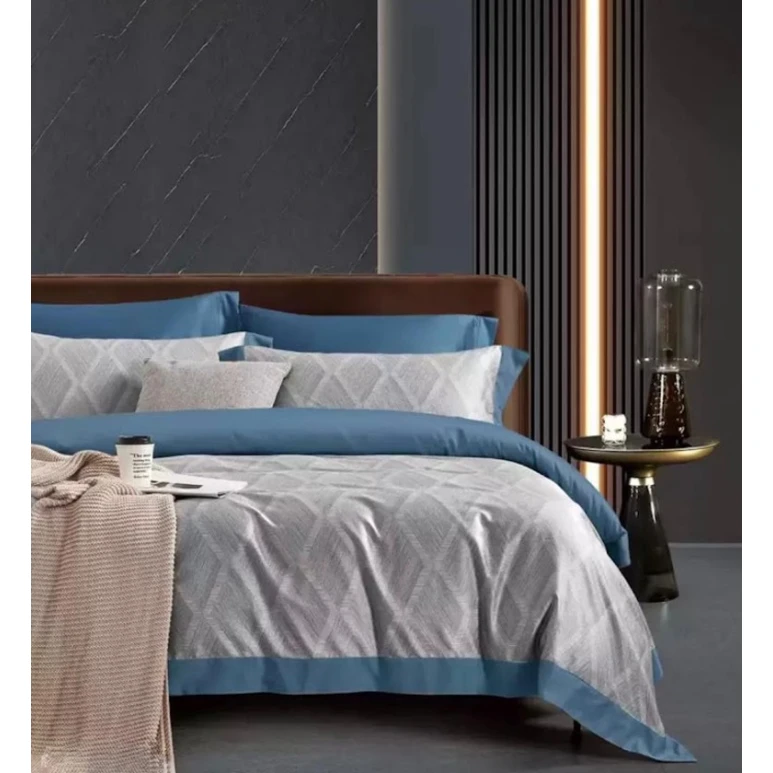 Yataq dəsti MiraNova Sateen D’lux CTS-245, yorğan üzü 200x220 sm, mələfə 240x260 sm, 2 əd. yastıq üzü, 50x70 sm, ikinəfərlik, satin, boz/göy