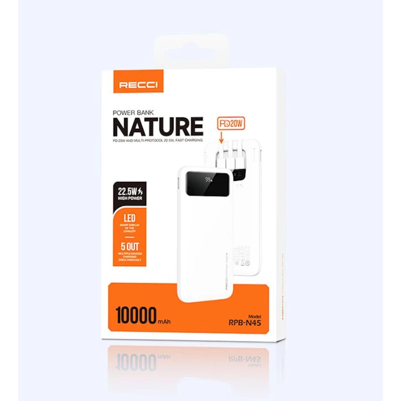 Внешний аккумулятор Recci Nature 5 Out RPB-N45 22.5W 10000 mAh White