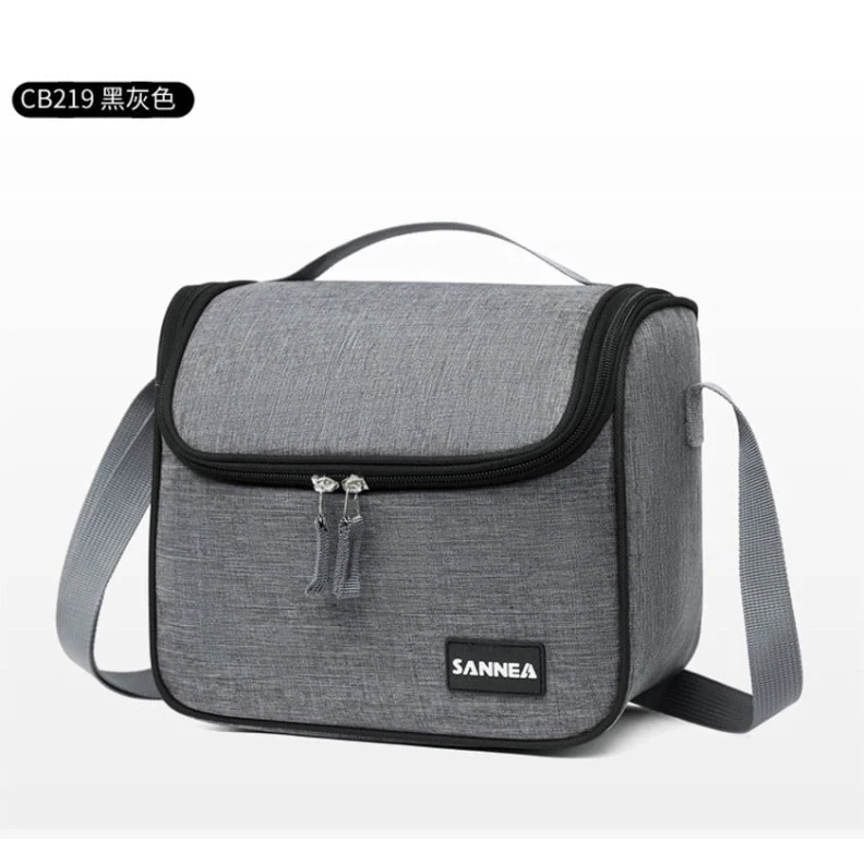 Термосумка для еды с черной молнией серого цвета для хранения и транспортировки продуктов питания Термосумка для еды с черной молнией серого цвета для хранения и транспортировки продуктов питания