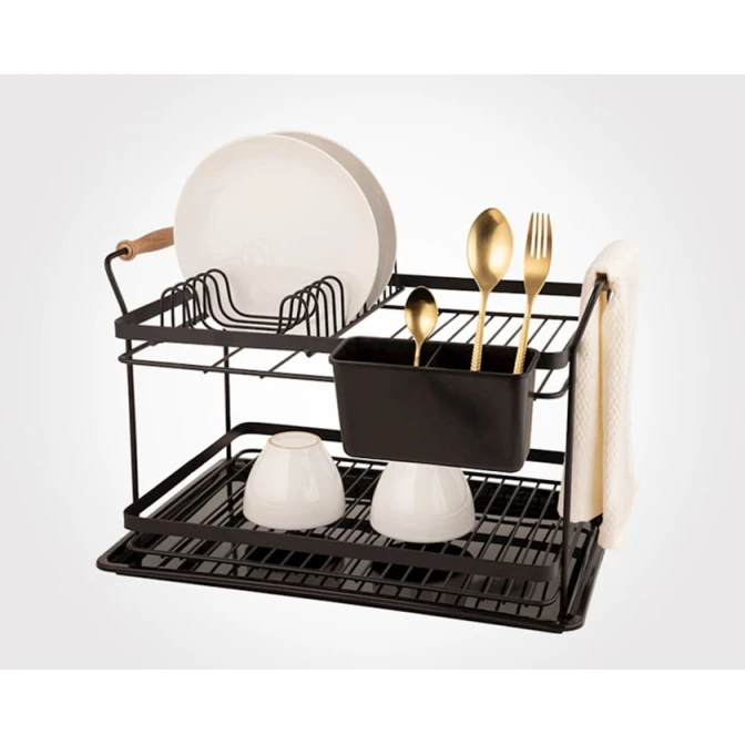 Сушилка для посуды Limon op-5, пластик, черная, 49x33x33,5 см