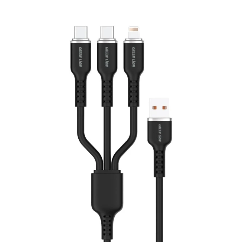 Кабель USB Green Lion 3in1 Silicone Cable (GN3IN1SICABK) Black