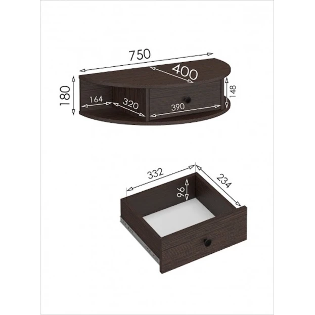 Консоль Art Mebel 25, ламинат, 18x75x40 см, венге Консоль Art Mebel 25, ламинат, 18x75x40 см, венге