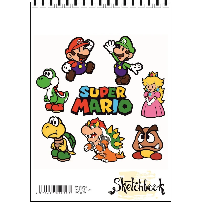 Блокнот Sketchbook Super Mario, A5, 30 листов Блокнот Sketchbook Super Mario, A5, 30 листов