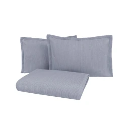 Набор покрывало с наволочками Yataş Digna, 230x240/50x70 см, двуспальный, полиэстер/хлопок, индиго