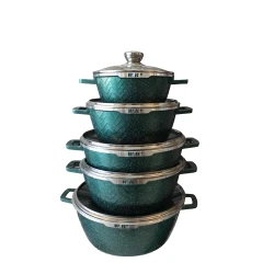 Набор кастрюль Unique гранит/стекло, зеленый, 5 шт, 20/24/28/28/32 см