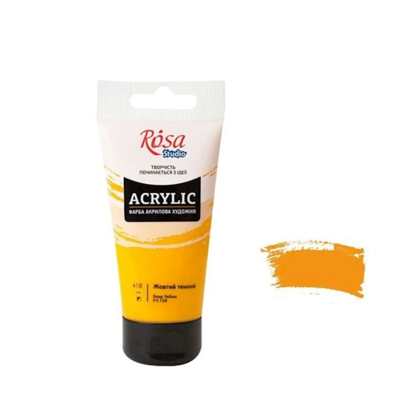 Акриловая краска художественная Rosa Studio 410, темно-желтый, 75 мл Акриловая краска художественная Rosa Studio 410, темно-желтый, 75 мл