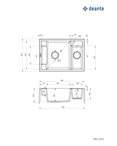 Mətbəx çanağı Deante Magnetic ZRM_A503