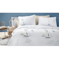 Комплект постельного белья Yataş Piera, пике 200x220 см, простыня 160x200x36 см, наволочка 50x70 см (2 шт), двуспальный, хлопок, синий