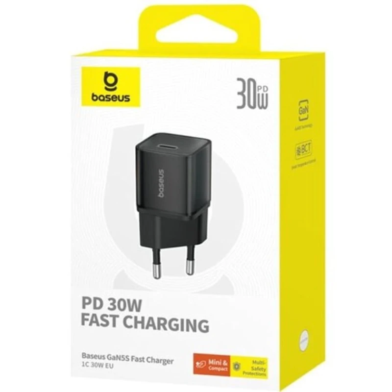 Сетевое зарядное устройство Baseus GaN5S 30 W, Черный