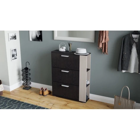 Тумба для обуви Art Mebel, ЛДСП, венге/белая, 30х60х130 см