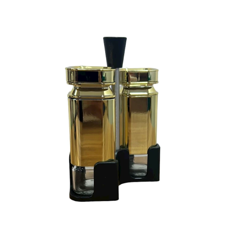 Ədviyyat qabıları üçün dəst 1005, 2 əd, 7x3 sm, altlıqda, qızılı