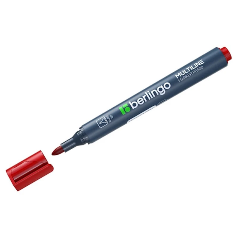 Permanent marker Berlingo Multiline PE300 gülləşəkilli, 3 mm, qırmızı
