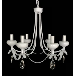 Люстра подвесная 8131-8 WT, 8 ламп, белый кристалл - 8131-8 WT