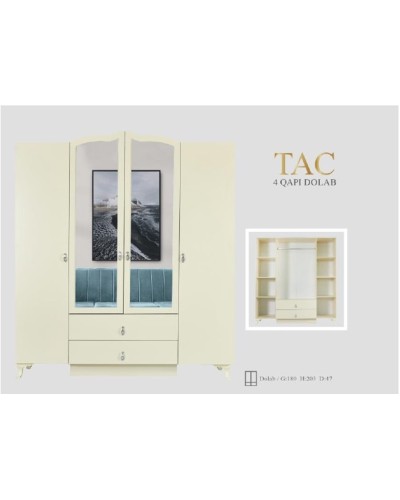Şkaf Tac, krem, laminat, 180x203x47 sm, yerli istehsal