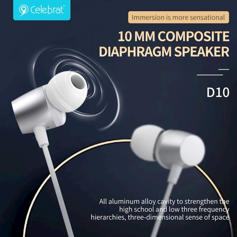 Simli qulaqlıqlar Celebrat D10 White Simli qulaqlıqlar Celebrat D10 White