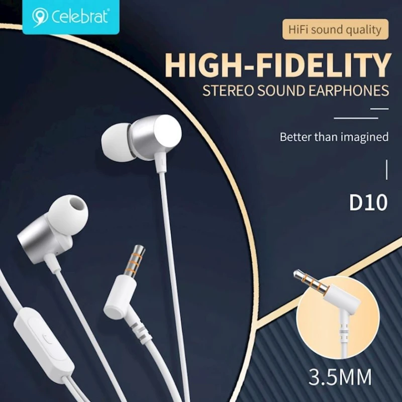 Simli qulaqlıqlar Celebrat D10 White Simli qulaqlıqlar Celebrat D10 White