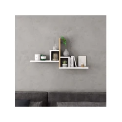 Divar rəfi Art Mebel 90, laminat, 46х90х20 sm, ağ/qəhvəyi