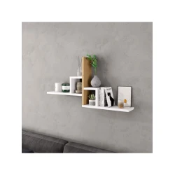 Divar rəfi Art Mebel 90, laminat, 46х90х20 sm, ağ/qəhvəyi