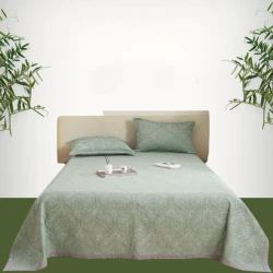 Örtük və yastıq üzü dəsti Narlı 000789, örtük 220x240 sm, yastıq üzü 2 əd x 50x70 sm, ikinəfərlik, kətan, yaşıl