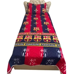 Набор покрывало и наволочка FC Barcelona, 160x220/50x70 см, сатин, односпальный, синий/красный Набор покрывало и наволочка FC Barcelona, 160x220/50x70 см, сатин, односпальный, синий/красный
