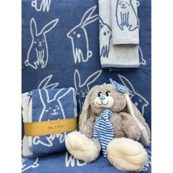 Набор полотенец детские Giltex Fluffy, хлопок, 70x130/50x90/50x30 см, голубой, 3 шт