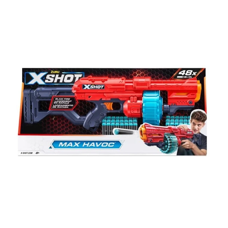 Бластер Zuru X-Shot Excel Max Havoc, 48 дротиков, 8+, разноцветный