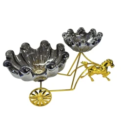 Фруктовница, серебристая/золотистая, 34x24 см