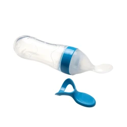 Детская ложка с резервуаром Babyjem, голубая, пищевой силикон Детская ложка с резервуаром Babyjem, голубая, пищевой силикон