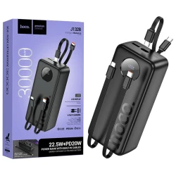 Xarici akkumulyator Hoco J132B 30000mAh Black və hədiyyə Hoco X88 cable Usb-Micro