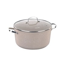 Qazan Korkmaz Granita A1262, 14.5 sm, 8 l, 28 sm, alüminium, qapaqlı, iki tutacaqlı, bej