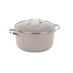 Кастрюля Korkmaz Granita A1262, 14.5 см, 8 л, 28 см, алюминий, с крышкой, две ручки, бежевый