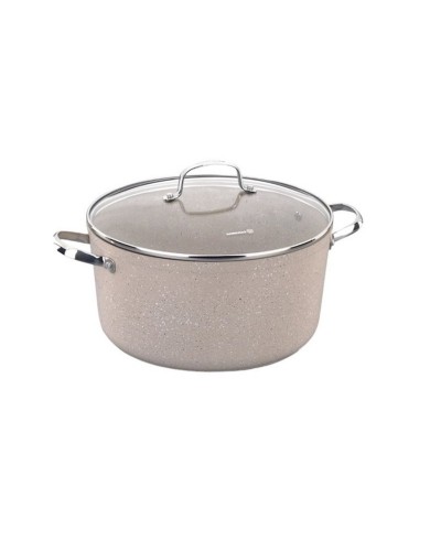 Qazan Korkmaz Granita A1262, 14.5 sm, 8 l, 28 sm, alüminium, qapaqlı, iki tutacaqlı, bej