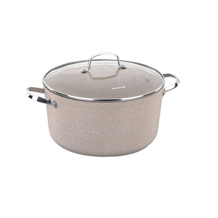 Кастрюля Korkmaz Granita A1262, 14.5 см, 8 л, 28 см, алюминий, с крышкой, две ручки, бежевый Кастрюля Korkmaz Granita A1262, 14.5 см, 8 л, 28 см, алюминий, с крышкой, две ручки, бежевый