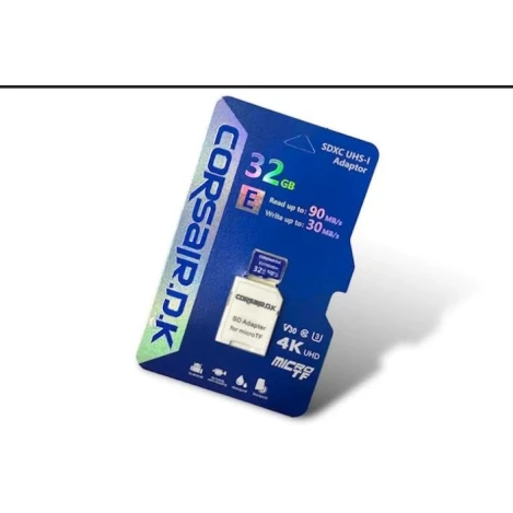 Карта памяти Corsair.D.K 32.GB sdxc UHS-l Чтение 30 МБ/с Запись 10 МБ/с