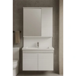 Комплект мебели для ванной комнаты: Модель-155: Размер - 80 см: Цвет Белая краска 155-80