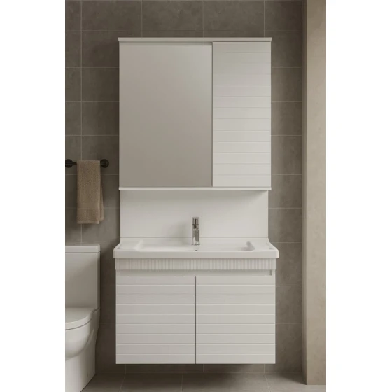 Комплект мебели для ванной комнаты: Модель-155: Размер - 80 см: Цвет Белая краска 155-80 Комплект мебели для ванной комнаты: Модель-155: Размер - 80 см: Цвет Белая краска 155-80