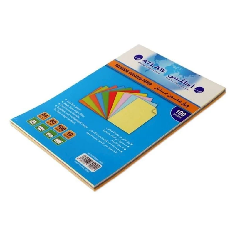Цветная бумага Atlas, разноцветная, A4, 100 шт