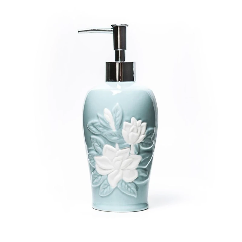 Дозатор для жидкого мыла Hom-me 100613, 8.3x8.3x19.5 см, керамика, голубой