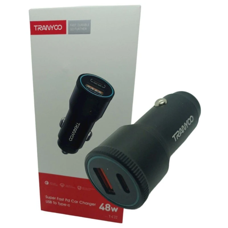 Автомобильное зарядное устройство Tranyoo C22 USB to Type-C Black Автомобильное зарядное устройство Tranyoo C22 USB to Type-C Black