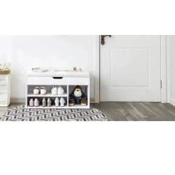 Тумба для обуви Ev Plus 12115538, ЛДСП, белый, 80x30x44 см Тумба для обуви Ev Plus 12115538, ЛДСП, белый, 80x30x44 см