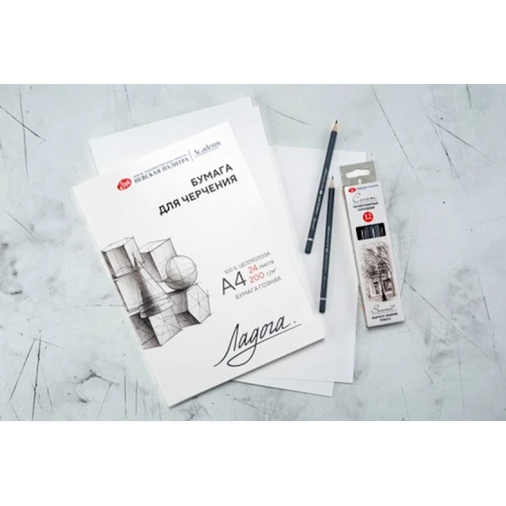 Папка с бумагой Ладога для черчения, А4, 200 г/м², 24 листов Папка с бумагой Ладога для черчения, А4, 200 г/м², 24 листов