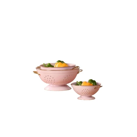 Набор дуршлагов smil_1245, нержавеющая сталь, розовый, 3 шт.