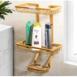 Полка для ванны vm445, металл, золотистая, двухъярусная, 26x15.5x41 см Полка для ванны vm445, металл, золотистая, двухъярусная, 26x15.5x41 см